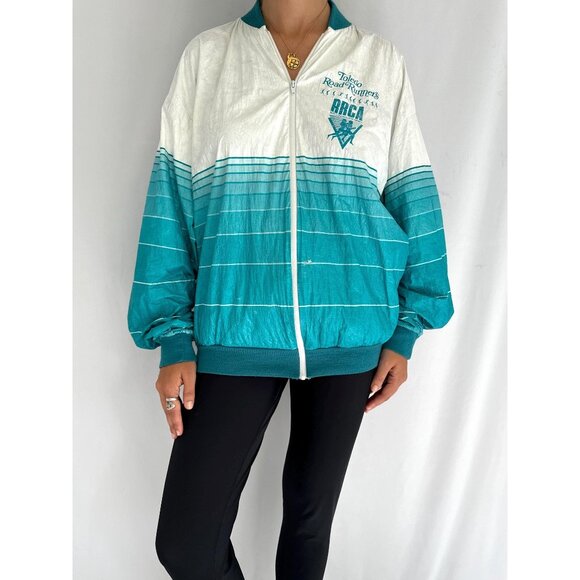 90s vintage striped tyvek unisex retro running club light windbreaker jacket - Picture 2 of 10